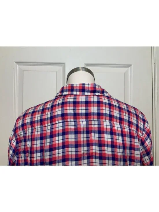 Frank & Eileen Pink Blue White Flannel Plaid Eileen Button-Up Shirt, Size S - Picture 7 of 11